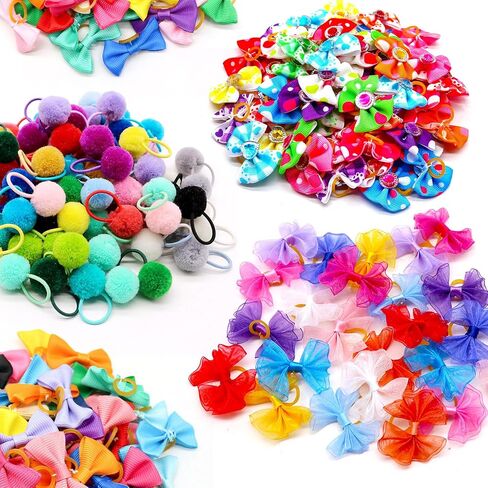 80pcs Dog Hair Bows, Cute Pet Puppy Dog Bows with Rubber Bands, Bulk Yorkie Dog Hair Grooming Accessories Bows, Dog Bows for Small Dogs, Dog Bownot Topknot for Dog Cats Bunny in Saudi Arabia