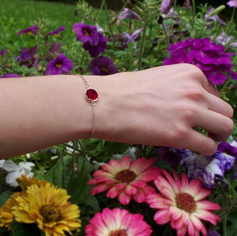 Bottled Up Designs Handmade Vintage Botanical Series Adjustable Slider Bracelet, Recycled Glass, Sterling Silver, Eco Friendly, Made in USA, Birthday Gifts, Mothers Day, Women (Red Beer Bottle) in Saudi Arabia
