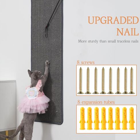 66.93x13x0.32inch Thickened Cat Wall Scratcher Carpet,Cat Climbing Wall, Durable Cat Wall Furniture, Tall Cat Scratching Post,Wall Scratchers for Indoor Cats, Couch Sofa Protector (Grey) in Saudi Arabia