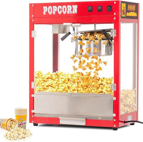 8 OZ Popcorn Machine for Movie Night, [3 Mins Get 40 Cups] [Durable] [User-friendly] [Easy Cleaning] Popcorn Maker Machine with 10 Pcs Popcorn Buckets, Old Fashion Movie Theater Style- Red in Kuwait