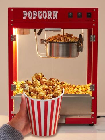 8 OZ Popcorn Machine for Movie Night, [3 Mins Get 40 Cups] [Durable] [User-friendly] [Easy Cleaning] Popcorn Maker Machine with 10 Pcs Popcorn Buckets, Old Fashion Movie Theater Style- Red in Kuwait