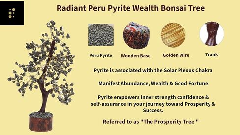 Radiant Pyrite Wealth Bonsai Tree - Crystal Tree of Life for Wealth, Prosperity & Abundance - Positive Energy Healing Crystals - Feng Shui Home Decor Spiritual Gift in Saudi Arabia