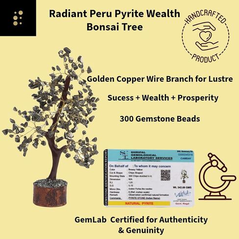 Radiant Pyrite Wealth Bonsai Tree - Crystal Tree of Life for Wealth, Prosperity & Abundance - Positive Energy Healing Crystals - Feng Shui Home Decor Spiritual Gift in Saudi Arabia
