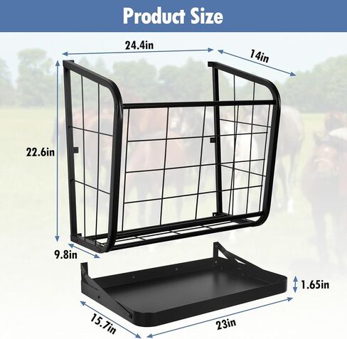 jxgzyy Hay Feeder جدار جبل 2 في 1 القش والحبوب المغذية متعددة الجوانب الماعز القش الرف الثقيلة المعادن تغذية الماشية لوازم تغذية الحصان لتخزين القش وتوزيعها in Kuwait