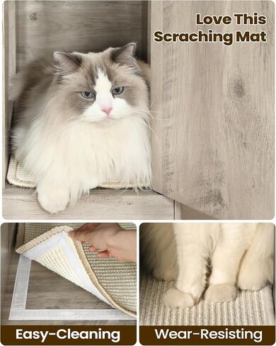 Cat Litter Box Enclosure with Handles, Hidden Litter Box Furniture with Removable Partition, Wooden Pet House Side End Table, for Living Room, Bedroom, Greige CB05705X in Saudi Arabia