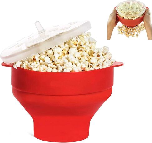 بوبر الفشار، بوبر الفشار في الميكروويف، وعاء قابل للطي في الميكروويف (أحمر) in Kuwait