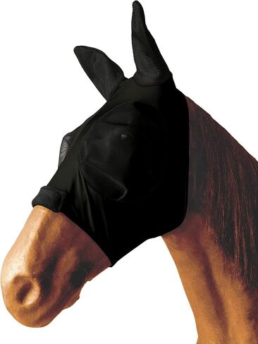 Horse Mesh Fly Mask with Ears, Soft Lycra Mesh Mask Anti-UV with Ears Black, Full in Saudi Arabia
