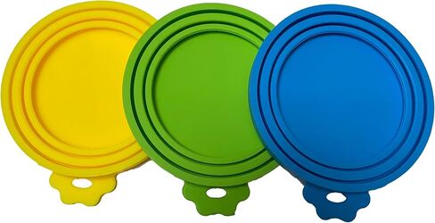 Superior 3 Pack Pet Can Lids, Universal Silicone Covers for Dog & Cat Food, Adapts to All Standard Sizes Cans. (Blue+Green+Orange) in Saudi Arabia