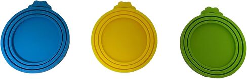 Superior 3 Pack Pet Can Lids, Universal Silicone Covers for Dog & Cat Food, Adapts to All Standard Sizes Cans. (Blue+Green+Orange) in Saudi Arabia