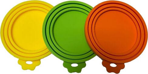 Superior 3 Pack Pet Can Lids, Universal Silicone Covers for Dog & Cat Food, Adapts to All Standard Sizes Cans. (Blue+Green+Orange) in Saudi Arabia