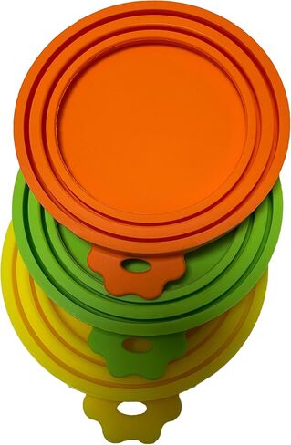 Superior 3 Pack Pet Can Lids, Universal Silicone Covers for Dog & Cat Food, Adapts to All Standard Sizes Cans. (Blue+Green+Orange) in Saudi Arabia
