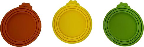 Superior 3 Pack Pet Can Lids, Universal Silicone Covers for Dog & Cat Food, Adapts to All Standard Sizes Cans. (Blue+Green+Orange) in Saudi Arabia