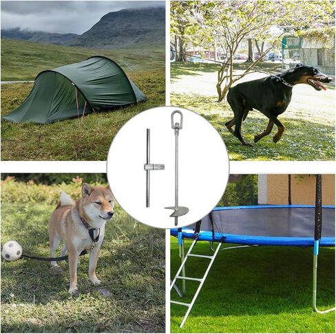 Dog Tie Out Stake - Galvanized Dog Stake with Universal Rope Ring for Large Dogs up to 200 lbs, Dog Anchor, and Dog Gadget | Use Any Dog Tie Out Cable or Dog Yard Leash in Kuwait