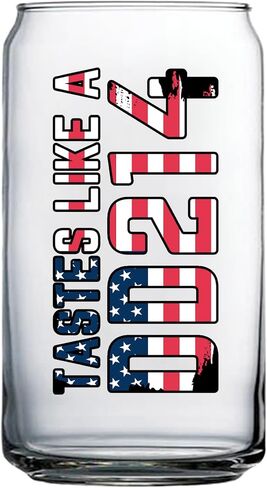 Glassware | 16 oz Beer Glass with Full Color Military Retirement Gift Design | tastes like a DD214 (16oz Beer Can Glass, DD214) in Saudi Arabia