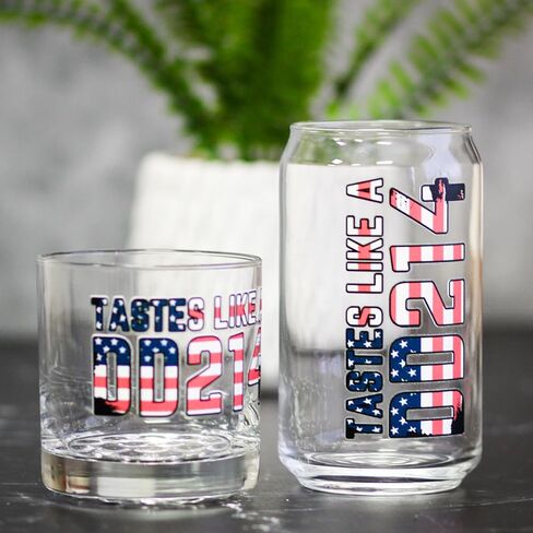 Glassware | 16 oz Beer Glass with Full Color Military Retirement Gift Design | tastes like a DD214 (16oz Beer Can Glass, DD214) in Saudi Arabia