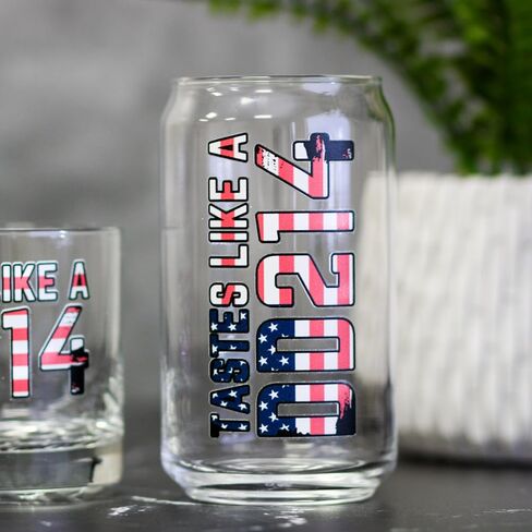 Glassware | 16 oz Beer Glass with Full Color Military Retirement Gift Design | tastes like a DD214 (16oz Beer Can Glass, DD214) in Saudi Arabia
