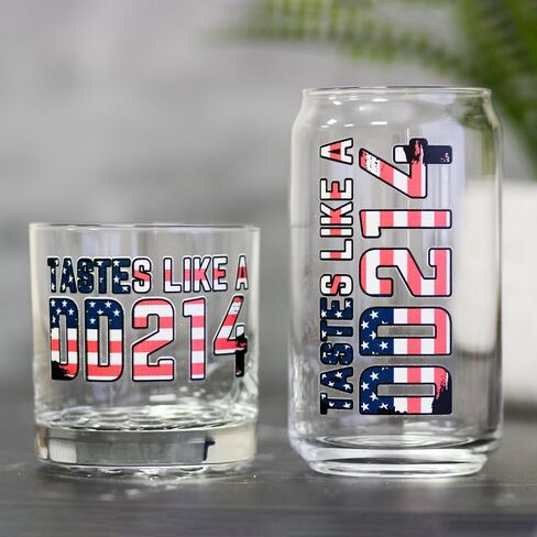 Glassware | 16 oz Beer Glass with Full Color Military Retirement Gift Design | tastes like a DD214 (16oz Beer Can Glass, DD214) in Saudi Arabia