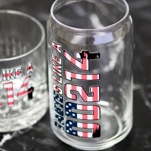 Glassware | 16 oz Beer Glass with Full Color Military Retirement Gift Design | tastes like a DD214 (16oz Beer Can Glass, DD214) in Saudi Arabia