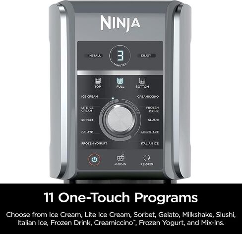 Ninja NC501 CREAMi Deluxe 11 في 1 صانعة الآيس كريم والحلوى المجمدة للآيس كريم والشربات والحليب المخفوق والمشروبات المجمدة والمزيد، 11 برنامجًا، مع 2 حاوية نصف لتر بحجم عائلي مقاس XL باللون الأحمر الكرزي (متجدد) in Saudi Arabia