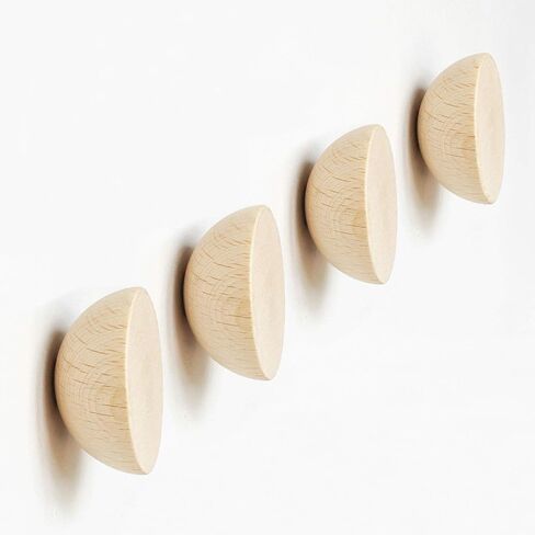 Round Beech Wood Wall Mounted Coat Hook/Knob/Pull (Set of 4 - ø2.3 inch) in Saudi Arabia