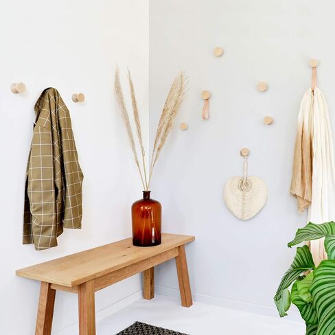 Round Beech Wood Wall Mounted Coat Hook/Knob/Pull (Set of 4 - ø2.3 inch) in Saudi Arabia