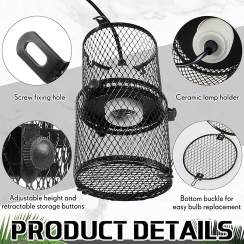 2 Pcs Retractable Reptile Heat Lamp Holder Reptile Anti Scald Lampshade Ceramic Heat Emitter Heating Lamp Shade with Switch for Pet Amphibian Snakes Lizards Turtle Frogs Chicks, Without Bulb in Kuwait