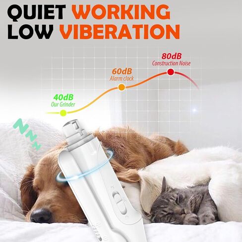 Dog Nail Grinder and Clipper with Quick Sensor- New 2 in 1 Pet Nail Trimmer for Dogs and Cats, Strong and Quiet Low Vibration Electric Nail Grinder Rechargeable Small Medium Large Breed in Saudi Arabia