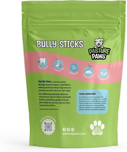 Bully Sticks for Dogs | Long-Lasting All Natural Dog Chew Sticks | Fully Digestible Low Odor Bully Sticks | Dental Health Support Dog Treats Sticks | 6-inch | 5 Count Pack in Saudi Arabia