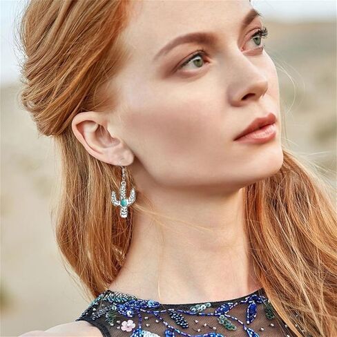 Handmade Turquoise Western Necklace Earring Set for Women Girls Boho Oval Flower Cross Earrings Bohemian Vintage Statement Pendant Necklace Western Cowgirl Turquoise Jewelry (Cherry) in Saudi Arabia