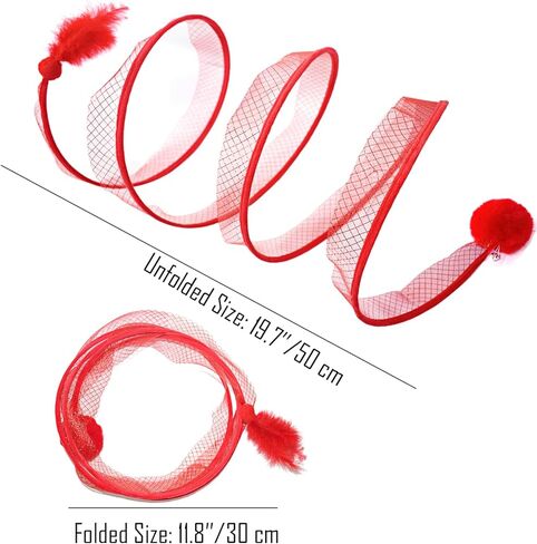 نفق القطط للقطط الداخلية، نوع S، نفق القطط القابل للطي، أنفاق لعب القطط الحمراء مع ريشة وكرة ألعاب تفاعلية للقطط in Kuwait