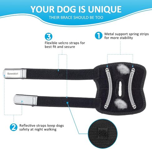 Dog Leg Braces for Rear Legs, Hock Brace for Back Legs with Metal Strips and Safety Reflective Straps for Short Legs, Joint Warps Support for Hind Legs Injuries Sprains Arthritis (XSmall) in Saudi Arabia