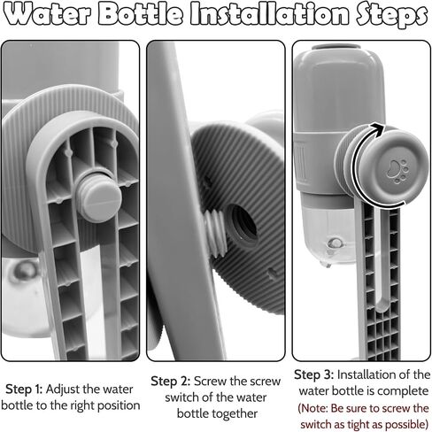 Dog Water Feeder Bottle with Stand, Dispenser Automatic Water Food Bowl for Cage No-Drip Leak-Proof Raised Pet Slow Water Bottle Adjustable Dog Kennel Drinker Durable Container (Grey) in Saudi Arabia
