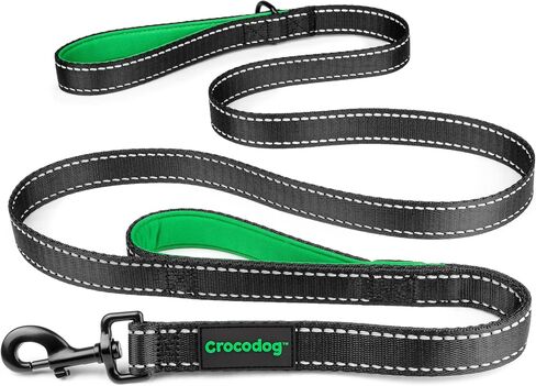 6 Foot Long Dog Leash with 2 Padded Handles - for Large and Medium Dogs - Walking Lead with Reflective Stitching and Traffic Handle for Control and Flexibility - Black in Saudi Arabia