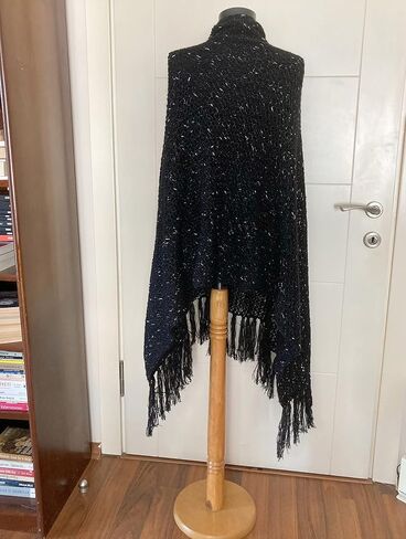 Rectangle Wool, Acrylic, Black Fringe, Tassel Shawl Scarf with Silvery in Saudi Arabia