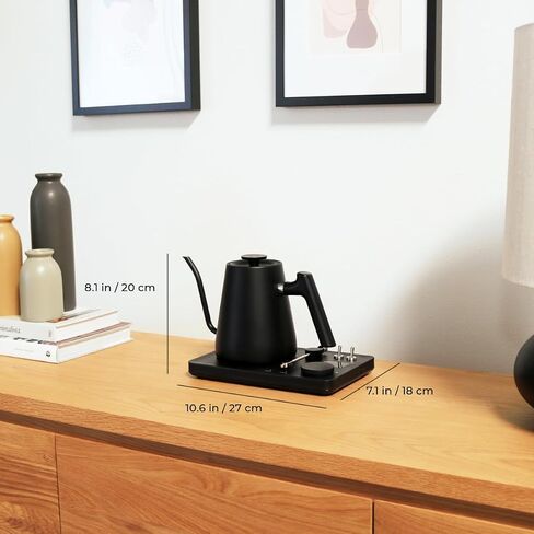 DJ Electric Gooseneck Kettle - Pour Over Coffee & Tea - Turntable Design - Water Boiler - Quick Heating & Temperature Control - Black in Saudi Arabia