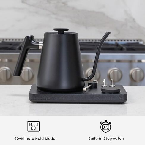 DJ Electric Gooseneck Kettle - Pour Over Coffee & Tea - Turntable Design - Water Boiler - Quick Heating & Temperature Control - Black in Saudi Arabia