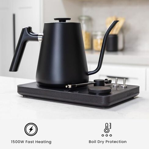 DJ Electric Gooseneck Kettle - Pour Over Coffee & Tea - Turntable Design - Water Boiler - Quick Heating & Temperature Control - Black in Saudi Arabia