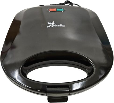 HOMEBOSS-Breakfast Sandwich Maker w/Non-Stick Plates - Easy to Clean, Compact & Portable Panini Press with Indicator Lights - Ideal for Grilled Cheese, Toasts, Grill and Sandwiches - Black in Saudi Arabia