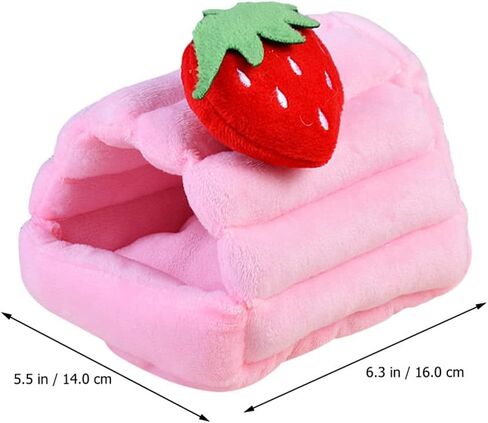 POPETPOP Warm Hamster Bed House- Hamster Sleeping Bag Strawberry Pattern Pet Sleeping Nest Winter Warm Cage for Dwarf Bunny Ferrets Rats Hedgehogs in Saudi Arabia