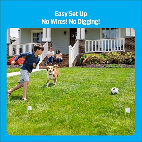 Premier Pet Wireless Dog Fence System - Circular Boundary, Adjustable Up to ½ Acre, Waterproof Collar with Tone and 5 Static Correction Levels, Expandable for Multiple Dogs, No Digging Required in Saudi Arabia