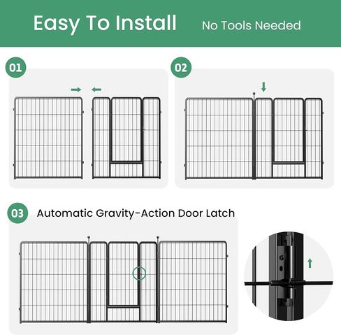 Dog Playpen for Yard, RV, Camping, 24 Inch 8 Panels Play Pen Indoor, Heavy Duty Indoor Outdoor Exercise Dog Pen for Puppies/Small Dogs, Black in Saudi Arabia