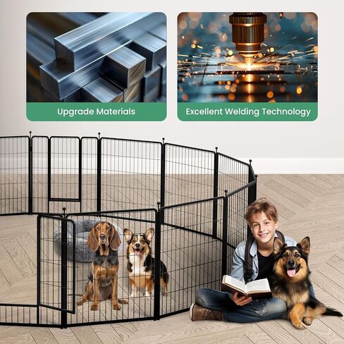 Dog Playpen for Yard, RV, Camping, 24 Inch 8 Panels Play Pen Indoor, Heavy Duty Indoor Outdoor Exercise Dog Pen for Puppies/Small Dogs, Black in Saudi Arabia