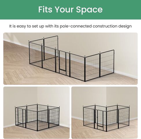 Dog Playpen for Yard, RV, Camping, 24 Inch 8 Panels Play Pen Indoor, Heavy Duty Indoor Outdoor Exercise Dog Pen for Puppies/Small Dogs, Black in Saudi Arabia