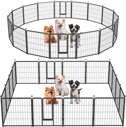 Dog Playpen for Yard, RV, Camping, 24 Inch 8 Panels Play Pen Indoor, Heavy Duty Indoor Outdoor Exercise Dog Pen for Puppies/Small Dogs, Black in Saudi Arabia
