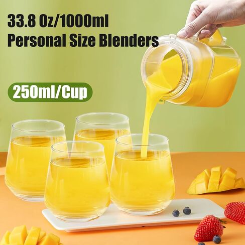 Portable Blender, 33.8oz Large Personal Size Blenders, 60W Personal Blender for Shakes and Smoothies, Rechargeable USB-C Travel Blender with Lid Straw&Strap for Sports, Travel, Gym (Green) in Saudi Arabia