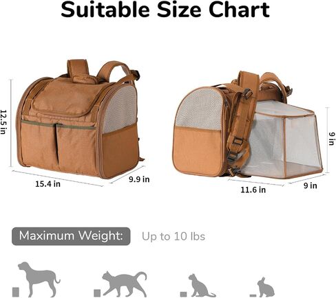 FUKUMARU Cat Backpack, Adjustable Dog Backpack carrier with 4 Storage Pockets, Under 20 Lbs Soft Sided Small Dog Backpack Carrier for Travel Hiking Camping Outdoor, Brown in Saudi Arabia