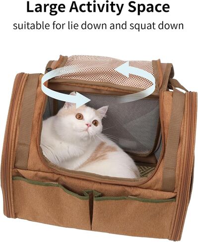 FUKUMARU Cat Backpack, Adjustable Dog Backpack carrier with 4 Storage Pockets, Under 20 Lbs Soft Sided Small Dog Backpack Carrier for Travel Hiking Camping Outdoor, Brown in Saudi Arabia