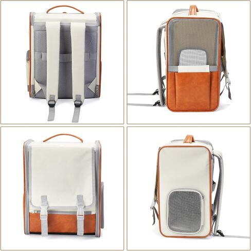 حقيبة ظهر لحمل الحيوانات الأليفة، حقيبة ظهر فقاعية للجراء القطط الصغيرة والمتوسطة، حاملة جرو قابلة للطي للسفر مصممة للسفر والمشي لمسافات طويلة والمشي في الهواء الطلق (بيج) in Kuwait