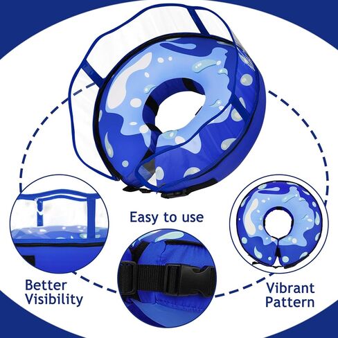 مخروط الكلب BARKLESS، طوق دونات ناعم للكلاب بعد الجراحة للكلاب المتوسطة الكبيرة، مخروط كلب قابل للنفخ مع درع معزز مضاد لللعق وقابل للفصل، لا يحجب رؤية الكلاب الكبيرة جدًا، بديل مخروطي محايد للكلاب in Kuwait