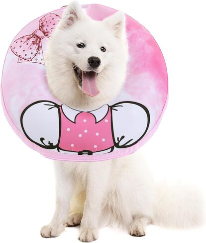 Soft Dog Cone for Small Dogs, Inflatable Comfortable Dog Donut Collar Alternative After Surgery, Protective Elizabethan Donut Collar for Dogs Recovery and Stop Licking, Pink, L in Saudi Arabia